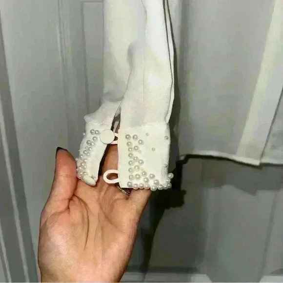 Alfred Dunner pearl embellished collared blouse size 12 petite - Picture 5 of 8